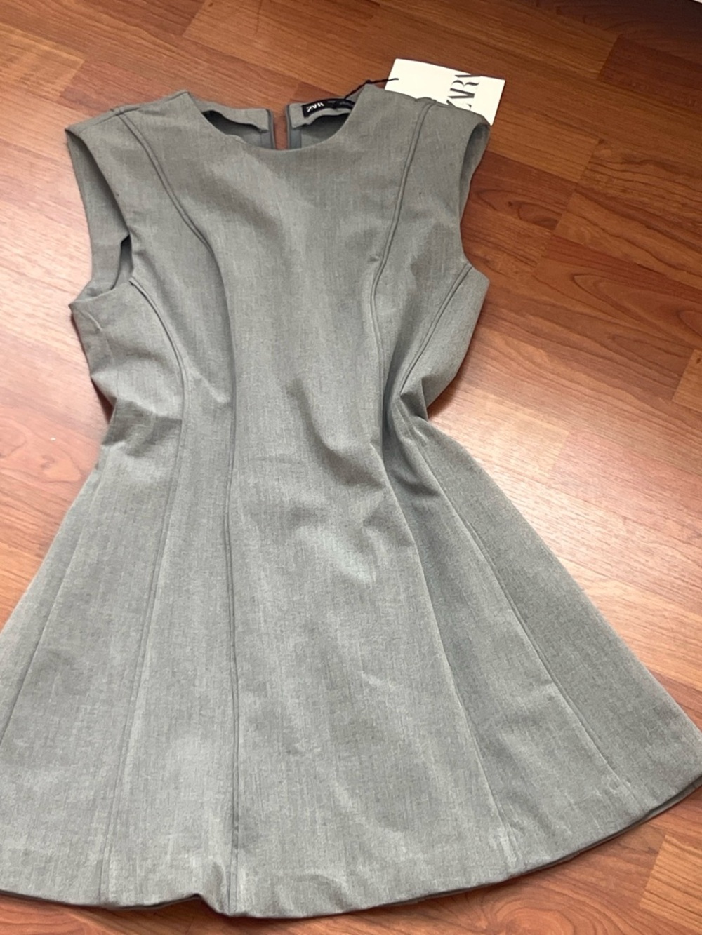 Zara Sleeveless Gray A-Line Mini Dress